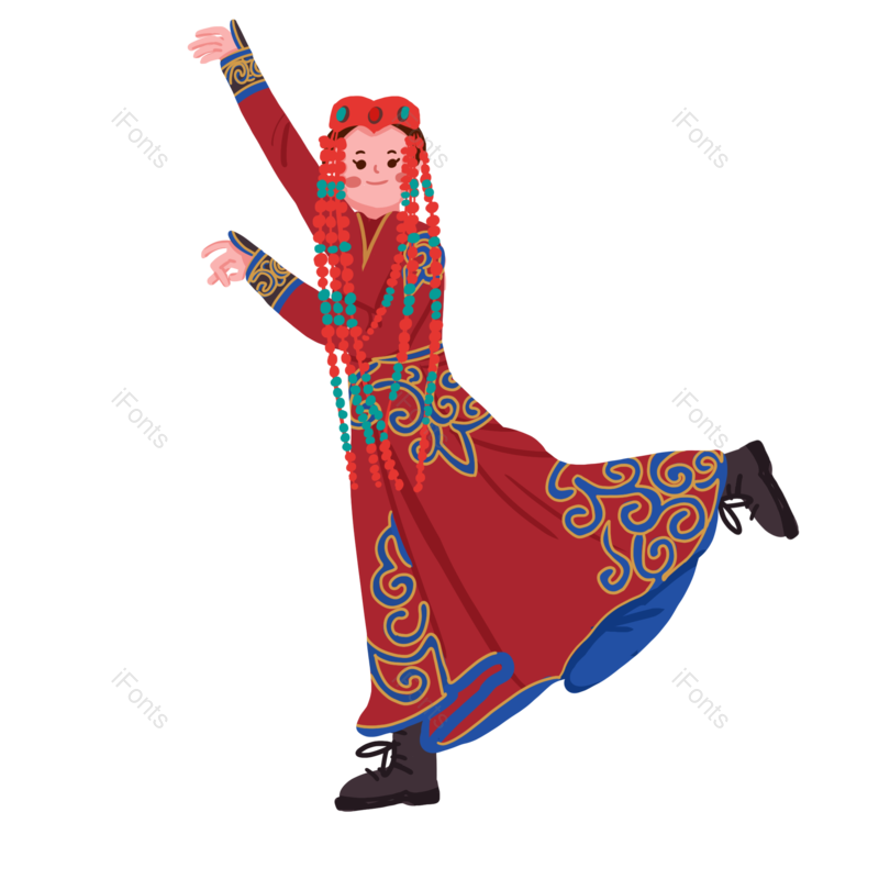 少数民族图片,卡通人物元素,手绘PNG,免抠素材